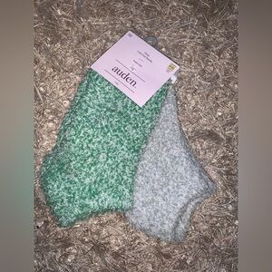 Auden Cozy Green and Gray ankle Socks 2 pack NWT